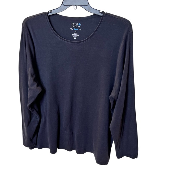 Croft & Barrow The Classic Tee Black Long Sleeve Crew Neck Tee - Picture 9 of 10